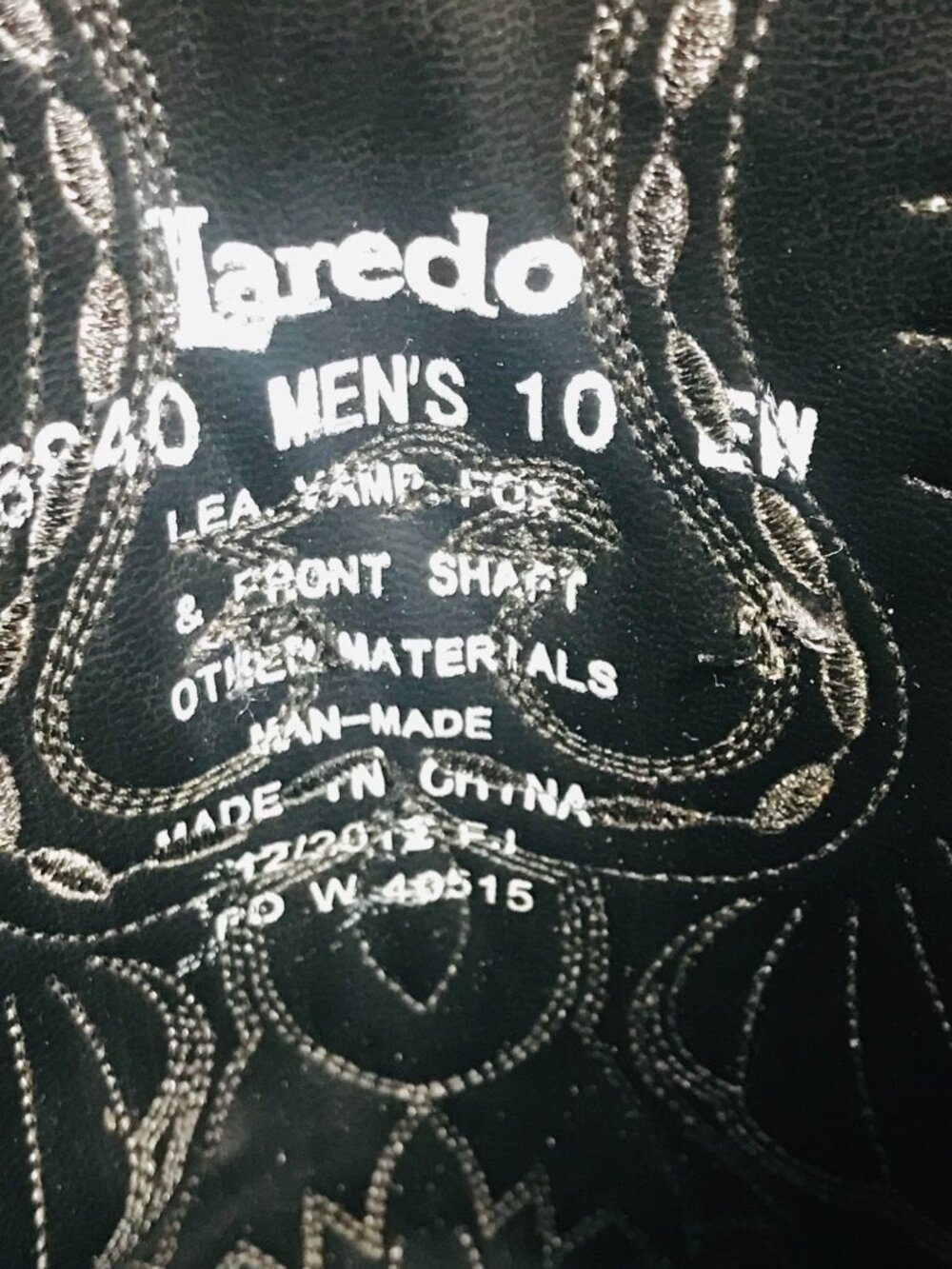 Laredo 6840 Men’s Gainesville Western Cowboy Boots Sz 10 EW Black Leather Eagle - Picture 12 of 16